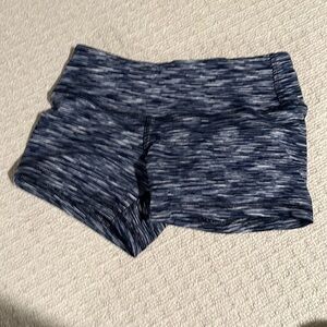 Spandex shorts. Blue and white